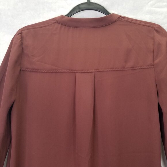 Anthropologie Maeve Eva Wrap Drape Front Blouse Women's Size 2 Crepe Taupe - Picture 7 of 16